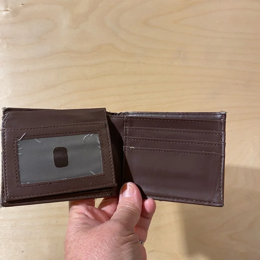 Western Themed Brown Leather Wallet with Silver Accents (MG)